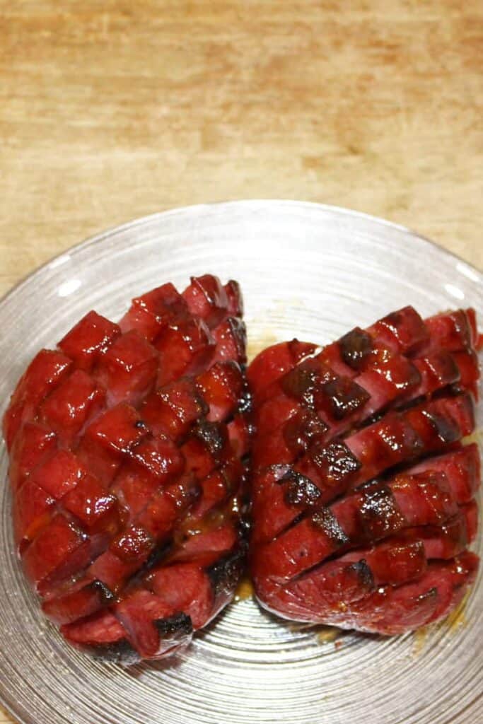 baked salami on a plate