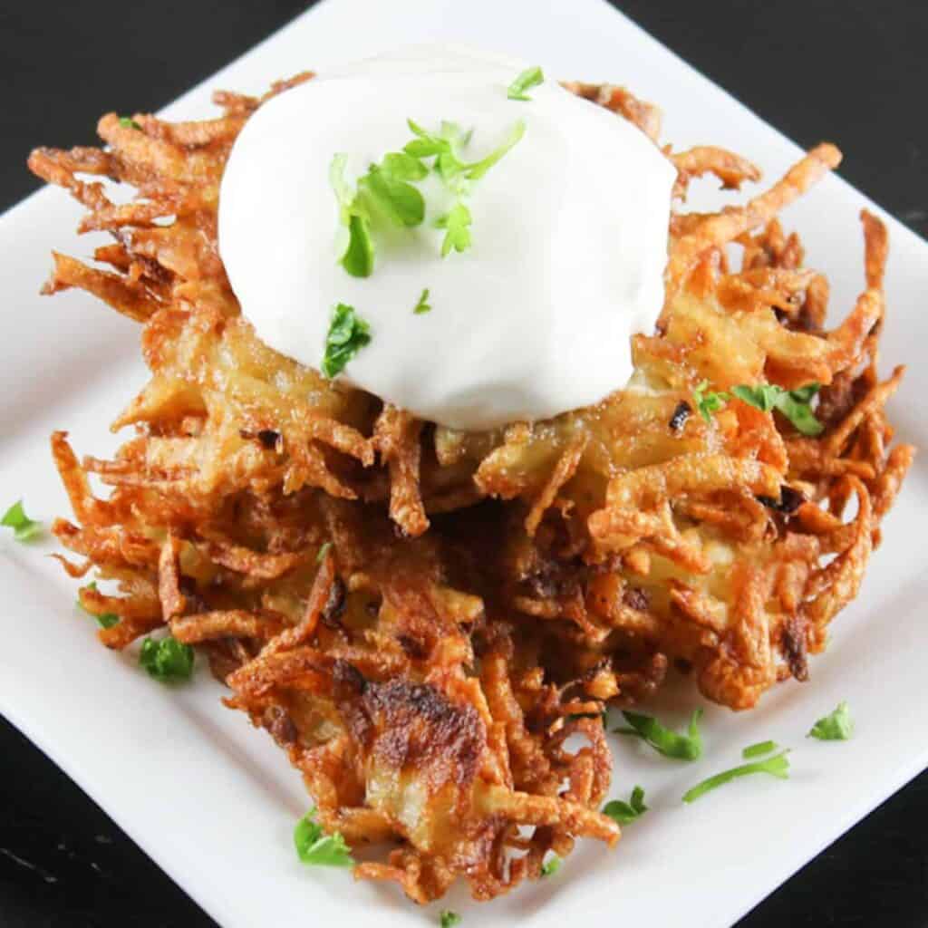 fried latkes closeup