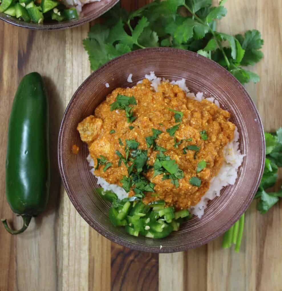 full platter shot of salmon tikka masala