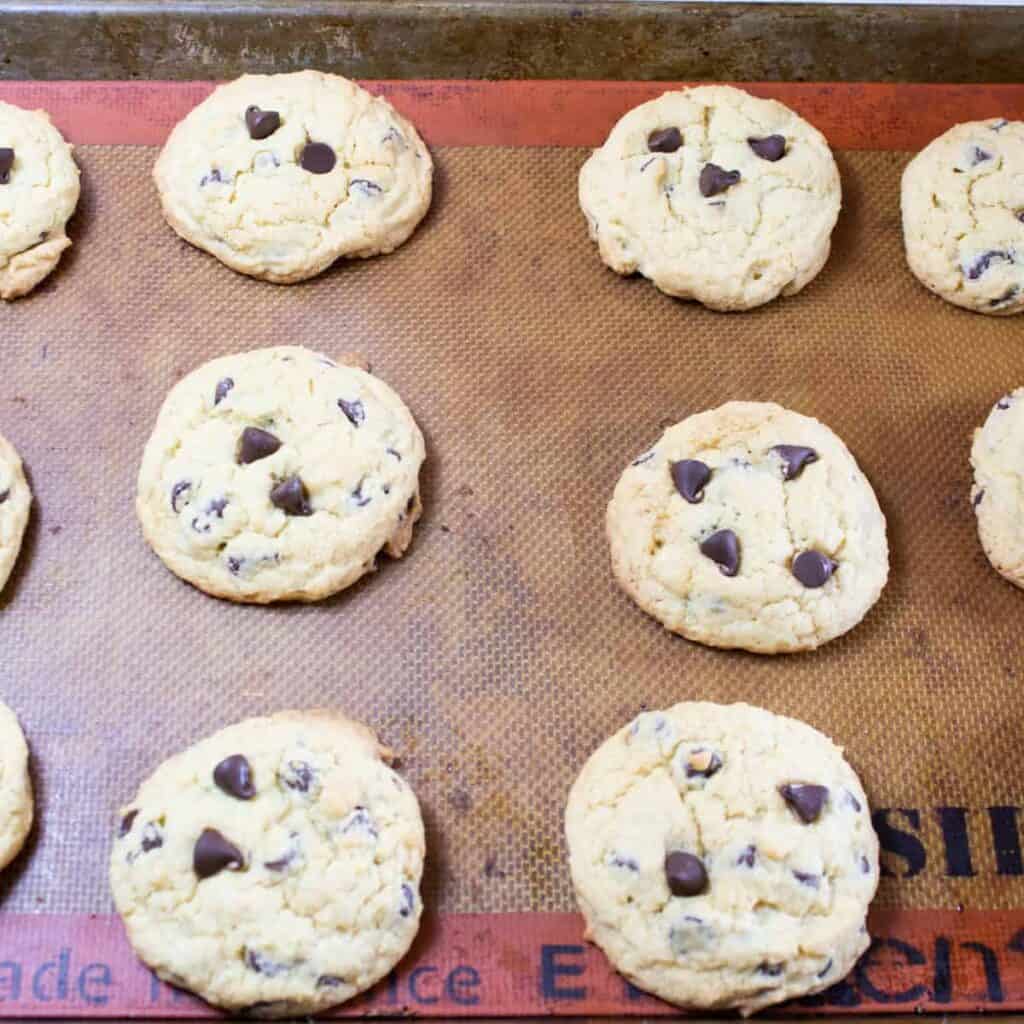 dairy free chocolate chip cookies in a pan