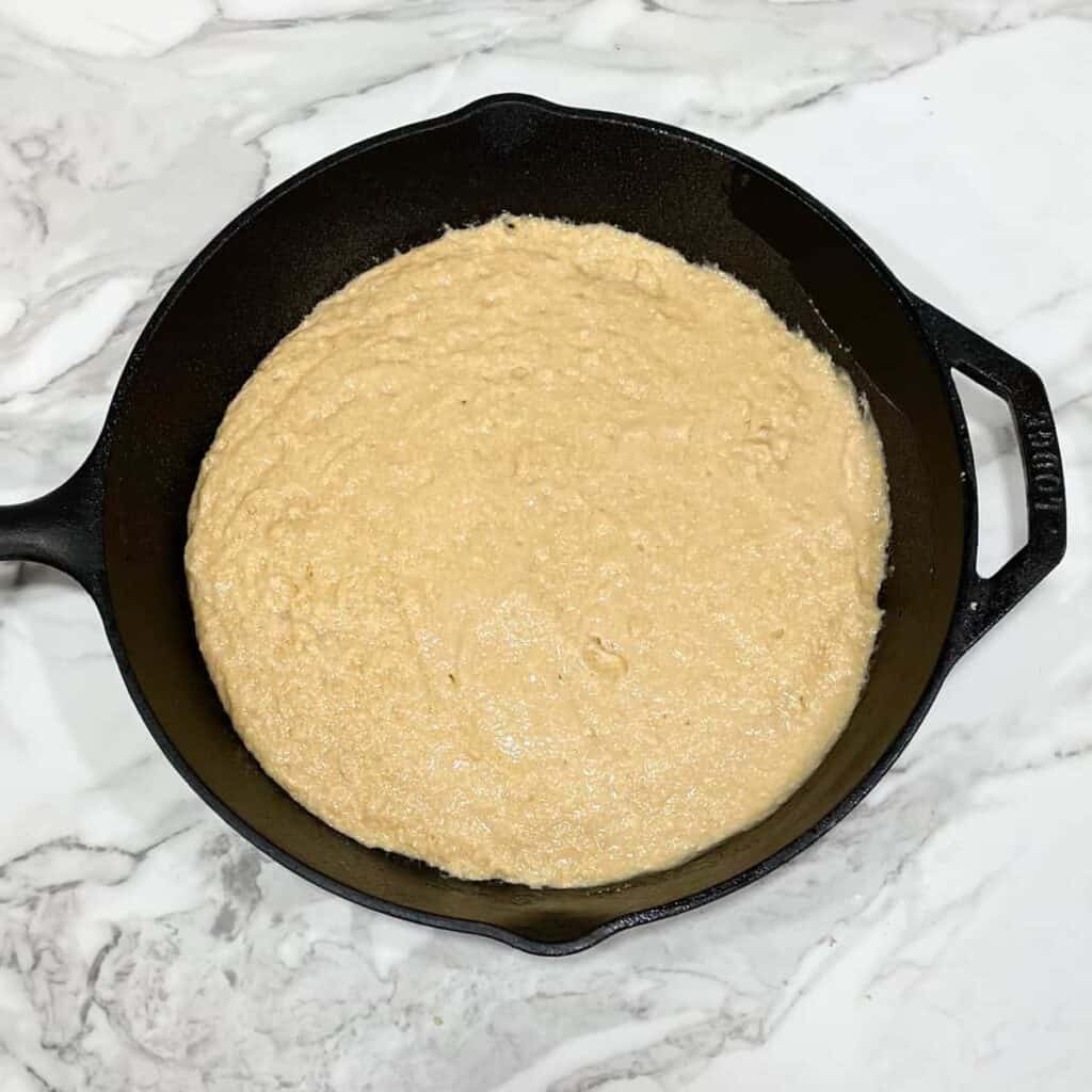 pour the batter to prepare for baking
