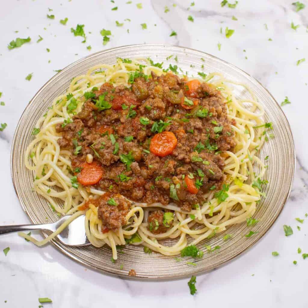 dairy free spaghetti alla bolognese feature photo