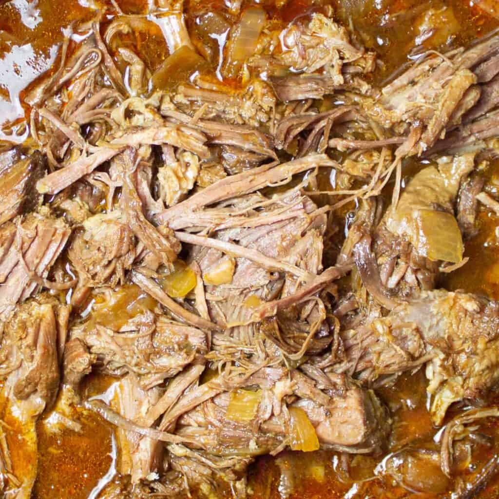 slow cooker pulled beef shredded