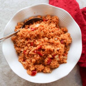 spanish rice in a bowl