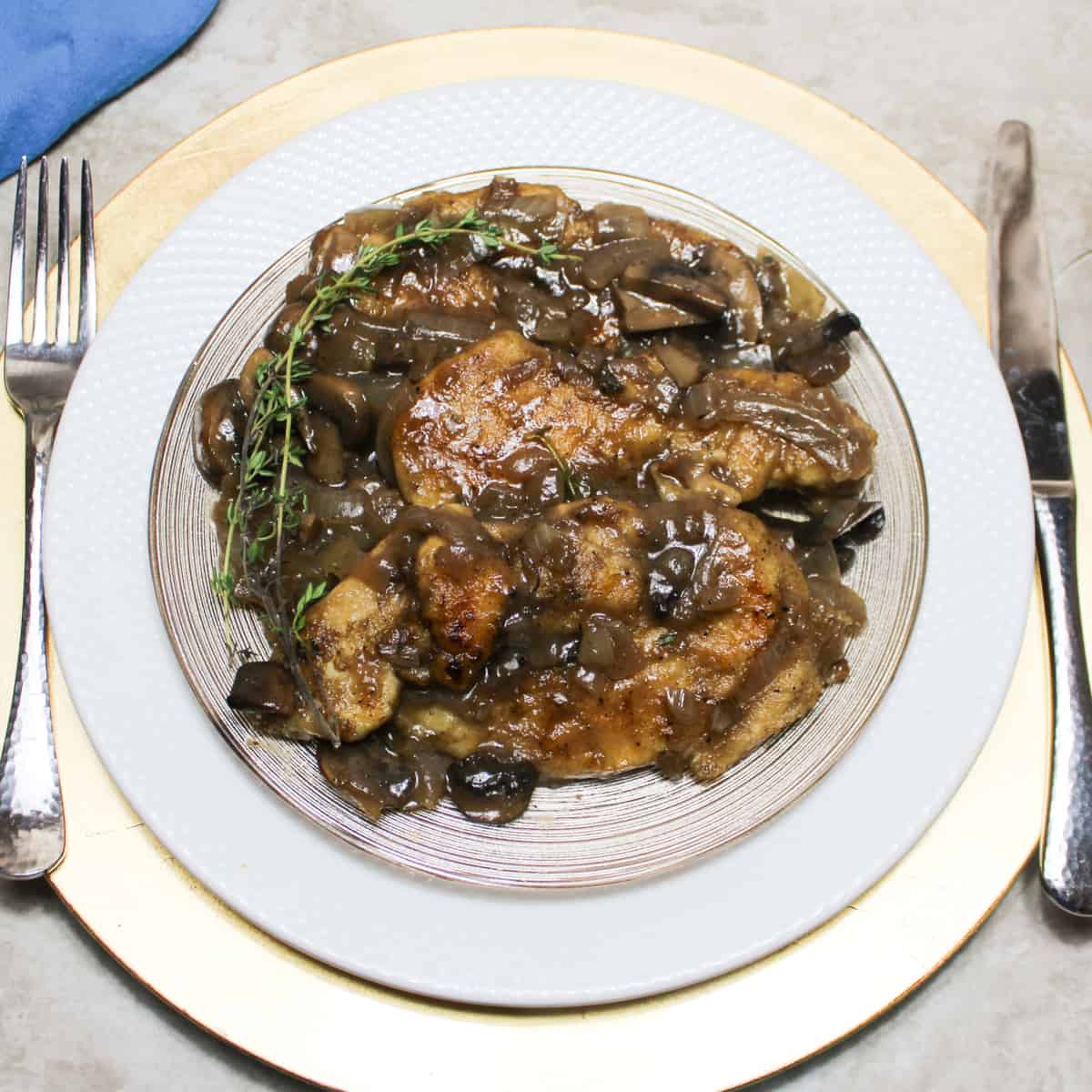 quick and easy passover chicken marsala on a plate