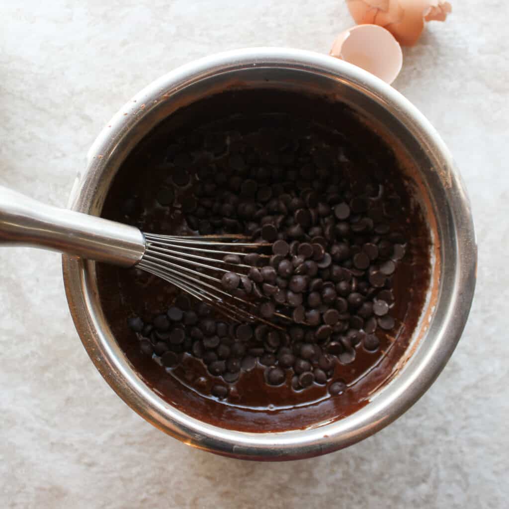 whisk with chocolate chips