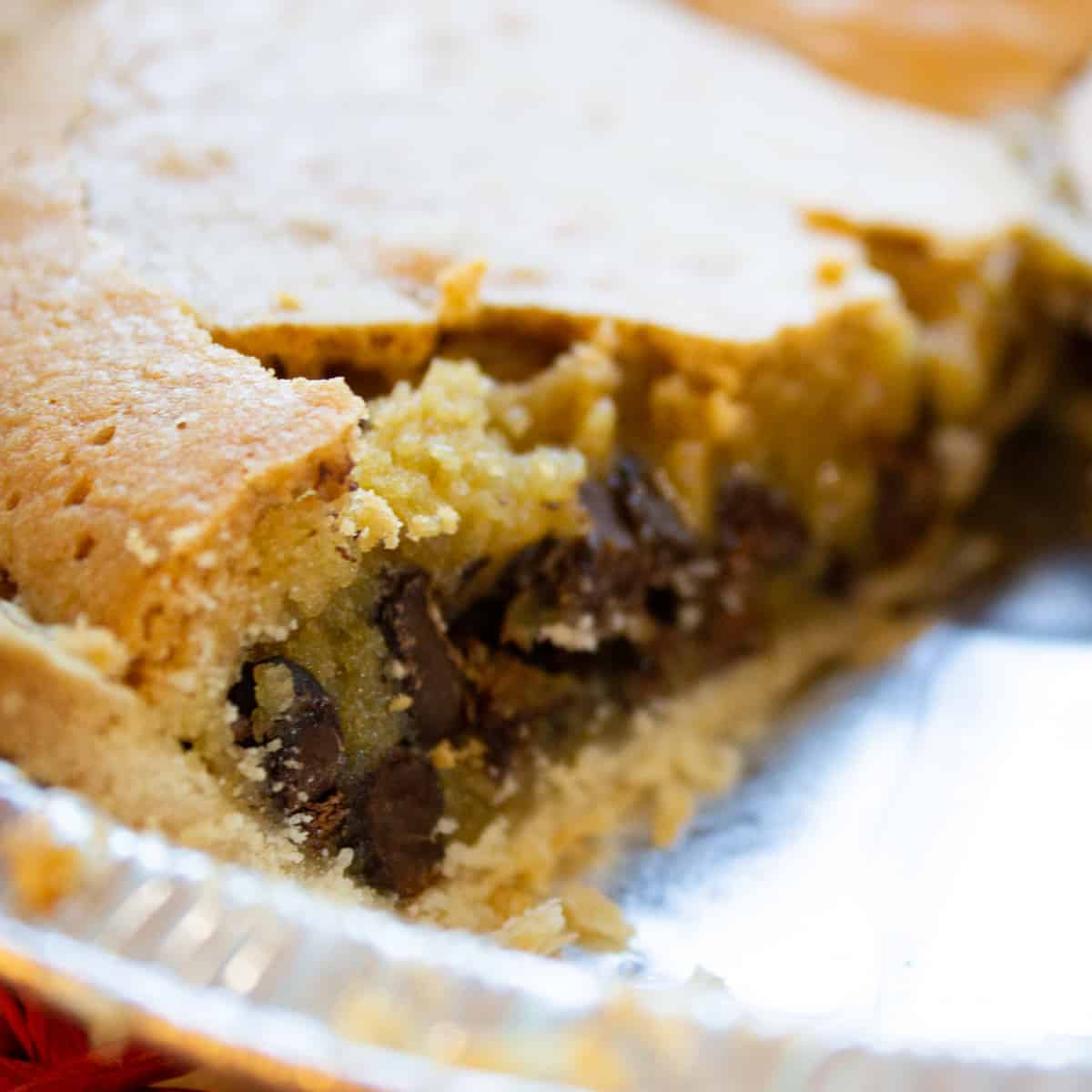 cookie pie with a slice removed