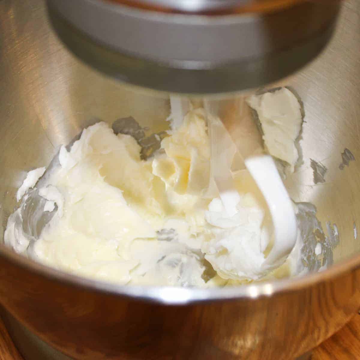 cream together butter and shortening