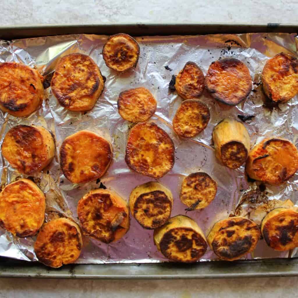 finish baking sweet potato medallions