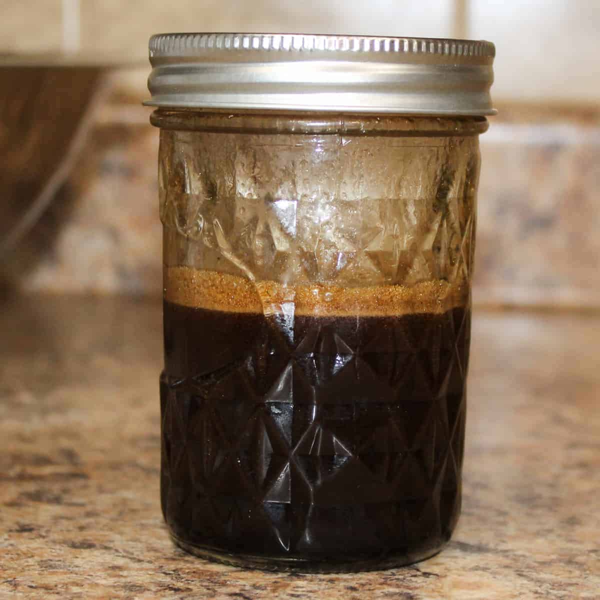 balsamic vinaigrette in a mason jar