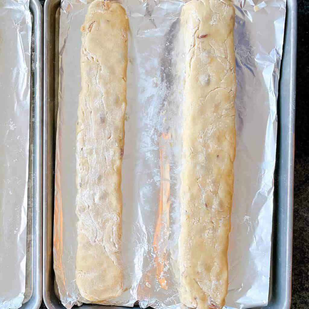 mandel bread dough ready to bake