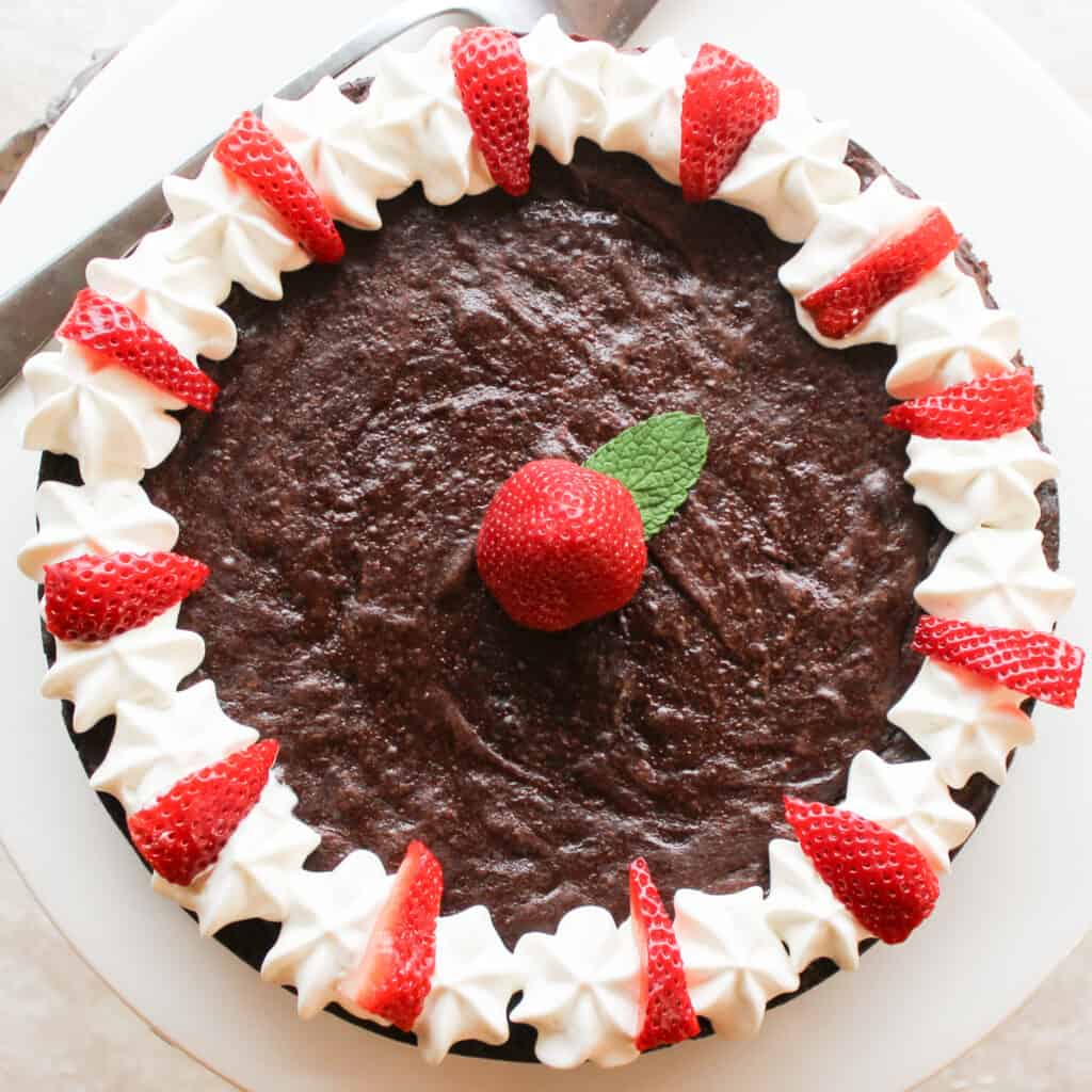 passover chocolate cake from the top down