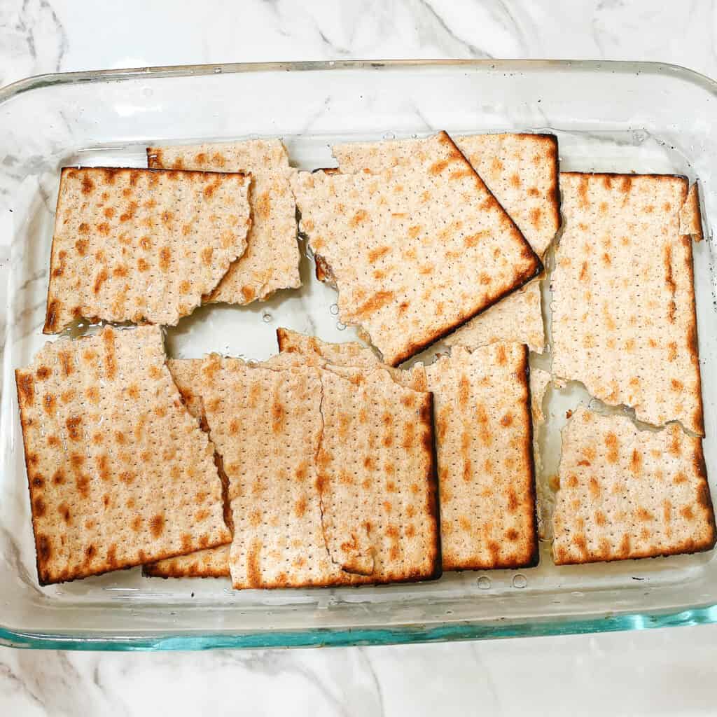 make matzo noodles by soaking the pieces in water